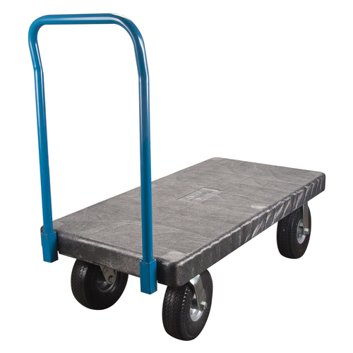 Plastic Platform Truck, 60" L x 30" W, 1200 lbs. Cap., Pneumatic Wheels Ontario Safety Products