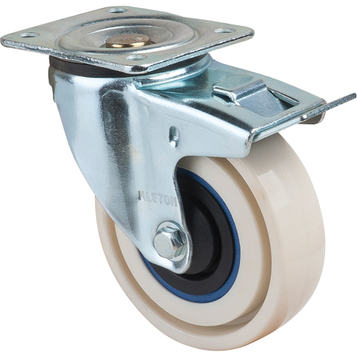 Sandwich Casters, Swivel with Brake, 4" (101.6 mm), Nylon, 440 lbs. (199.58 kg.) Ontario Safety Products