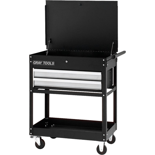 Utility Cart, 2 Drawers, 30-1/4" L x 19" W x 35-3/4" H, Black Ontario Safety Products