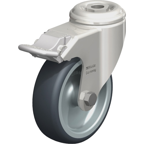 Roulette en &eacute;lastom&egrave;re thermoplastique acier inoxydable, Pivotant avec frein, Diam&egrave;tre 4" (102 mm), Capacit&eacute; 240 lb (108 kg) Ontario Safety Products