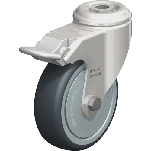 Stainless Steel Thermoplastic Elastomer Caster, Swivel with Brake, 4" (102 mm) Dia., 240 lbs. (108 kg.) Capacity Ontario Safety Products