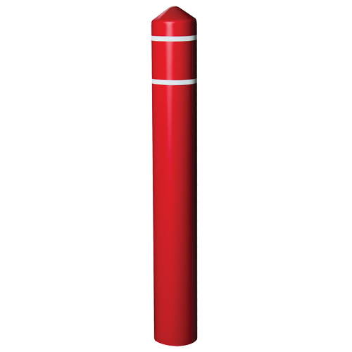 Smooth Bollard Cover With Reflective Stripes, 4" Dia. x 56" L, Red Ontario Safety Products