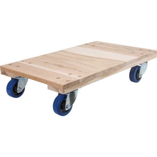Medium-Duty Solid Wood Dollies, Polyolefin Wheels, 900 lbs. Capacity, 18" W x 24" D x 7" H Ontario Safety Products