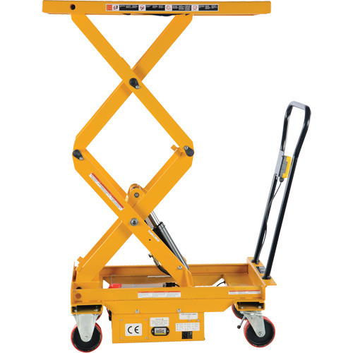 DC Powered Hydraulic Scissor Lift Elevating Cart, Steel, 39-3/4" L x 20-1/2" W, 1000 lbs. Capacity Ontario Safety Products