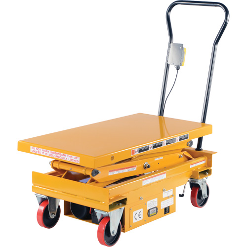 DC Powered Hydraulic Scissor Lift Elevating Cart, Steel, 39-3/4" L x 20-1/2" W, 1000 lbs. Capacity Ontario Safety Products