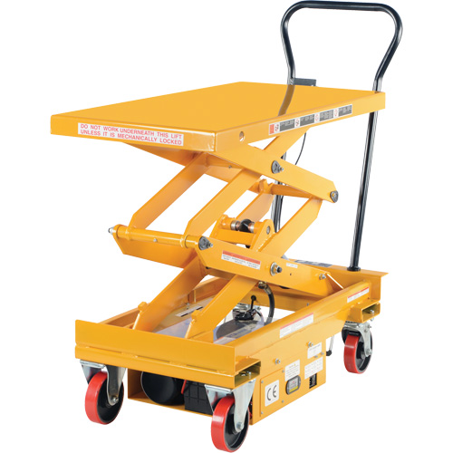 DC Powered Hydraulic Scissor Lift Elevating Cart, Steel, 39-3/4" L x 20-1/2" W, 1000 lbs. Capacity Ontario Safety Products