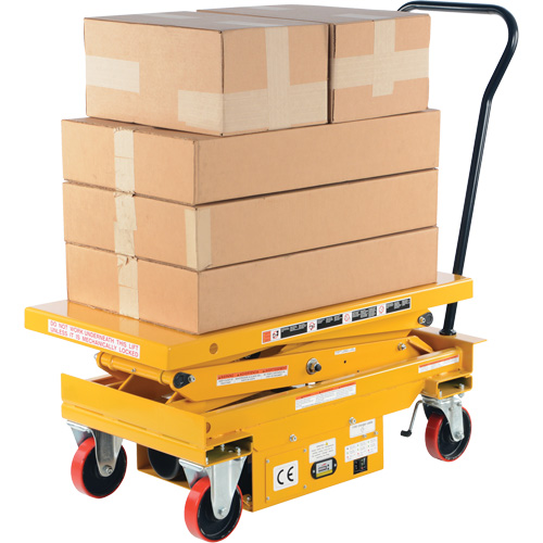 DC Powered Hydraulic Scissor Lift Elevating Cart, Steel, 39-3/4" L x 20-1/2" W, 1000 lbs. Capacity Ontario Safety Products