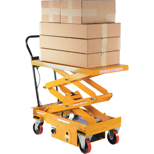 DC Powered Hydraulic Scissor Lift Elevating Cart, Steel, 39-3/4" L x 20-1/2" W, 1000 lbs. Capacity Ontario Safety Products