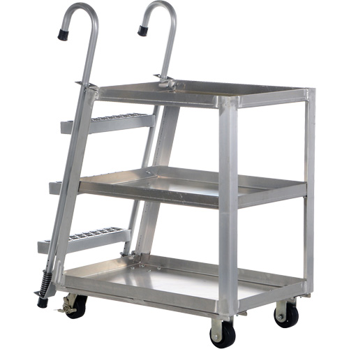 Stockpicker Truck, Aluminum, 21-7/8" W x 40" D, 3 Shelves, 660 lbs. Capacity Ontario Safety Products