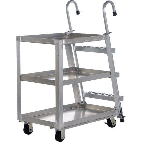 Stockpicker Truck, Aluminum, 21-7/8" W x 40" D, 3 Shelves, 660 lbs. Capacity Ontario Safety Products