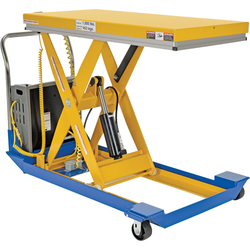 DC Powered & Manual Scissor Lift Table, Steel, 48" L x 24" W, 1000 lbs. Capacity Ontario Safety Products