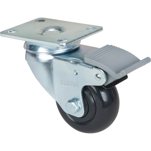 Caster, Swivel with Brake, 3" (76.2 mm), Polyolefin, 250 lbs. (113.4 kg) Ontario Safety Products