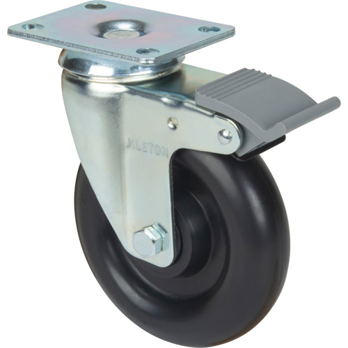 Caster, Swivel with Brake, 5" (127 mm), Polyolefin, 250 lbs. (113.4 kg) Ontario Safety Products
