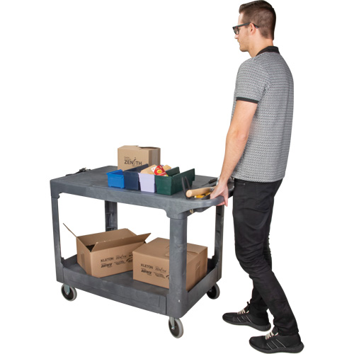 Flat-Shelf Utility Service Cart, 2 Tiers, 25-1/4" x 32-1/4" x 44", 550 lbs. Capacity Ontario Safety Products