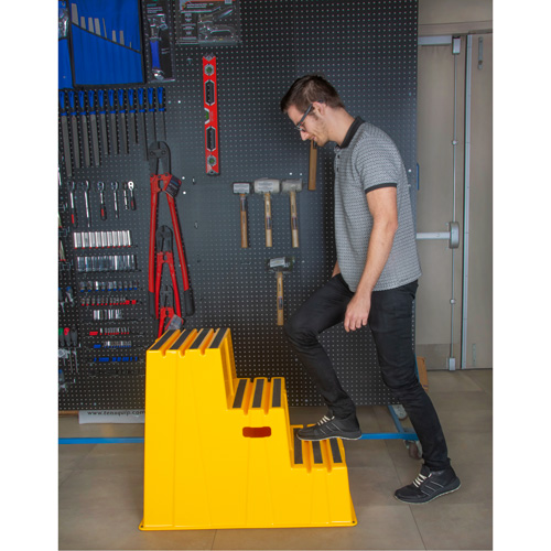 Industrial Step Stool, 3 Steps, 34-13/16" x 22-7/16" x 28-1/2" High Ontario Safety Products