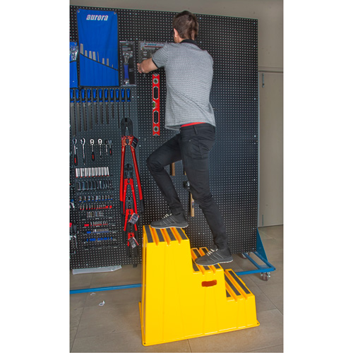Industrial Step Stool, 3 Steps, 34-13/16" x 22-7/16" x 28-1/2" High Ontario Safety Products