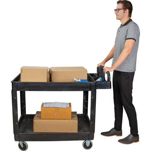 Utility Cart, 2 Tiers, 25-5/8" x 33-1/2" x 43-3/4", 550 lbs. Capacity Ontario Safety Products