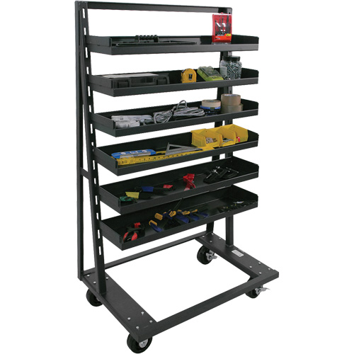 Chariot &agrave; cadre en A robuste &agrave; un c&ocirc;t&eacute; avec 6 plateaux &agrave; rebords, 38" x 25" x 63", Capacit&eacute; 2500 lb Ontario Safety Products