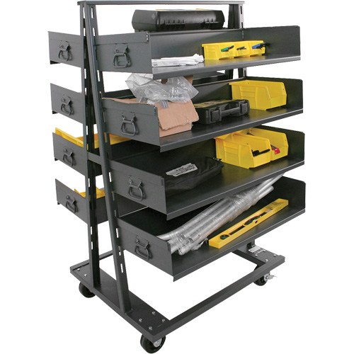 Double-Sided Heavy Duty A-Frame Cart with 8 Large Trays, 38" x 30" x 63", 2500 lbs. Capacity Ontario Safety Products