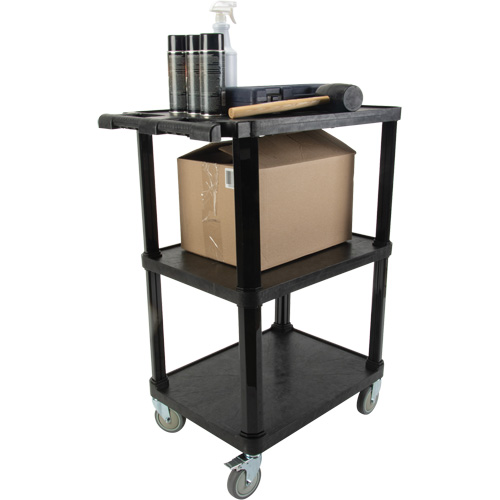 Utility Cart with Flat Shelf, 3 Tiers, 18-1/8" x 37-3/8" x 27-3/4", 330 lbs. Capacity Ontario Safety Products