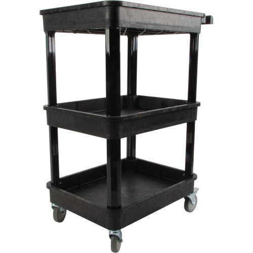 Utility Cart with Deep Lip Shelf, 3 Tiers, 19" x 39-1/2" x 28-1/4", 330 lbs. Capacity Ontario Safety Products