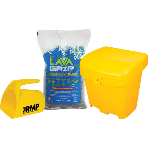 LavaGrip Traction-Aid Kit with 77 Bags, Container Size 35.3 lbs. (16 kg), Bag Ontario Safety Products
