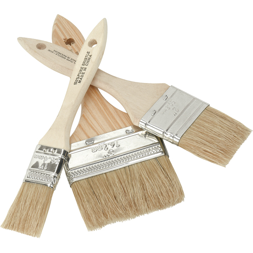 Pinceau &agrave; soies rases, Soie blanche, Manche Bois, Largeur de 1" Ontario Safety Products