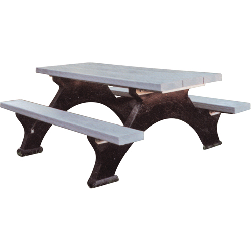 Recycled Plastic Picnic Tables, 6' L x 62-1/4" W, Grey Ontario Safety Products