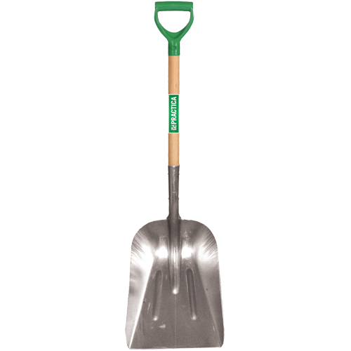 Scoop Shovel, Wood, Aluminum Blade, D-Grip Handle, 29" Length Ontario Safety Products