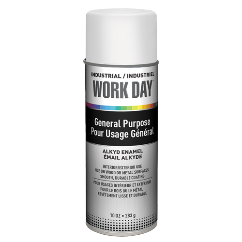 Peinture industrielle Work Day, Blanc, Tr&egrave;s mat, 10 oz, Canette a&eacute;rosol Ontario Safety Products