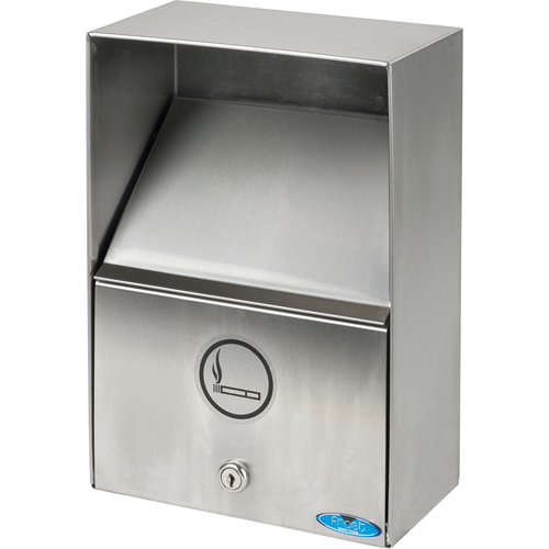 Smoking Receptacles, Wall-Mount, Stainless Steel, 3.3 Litres Capacity, 13-1/2" Height Ontario Safety Products