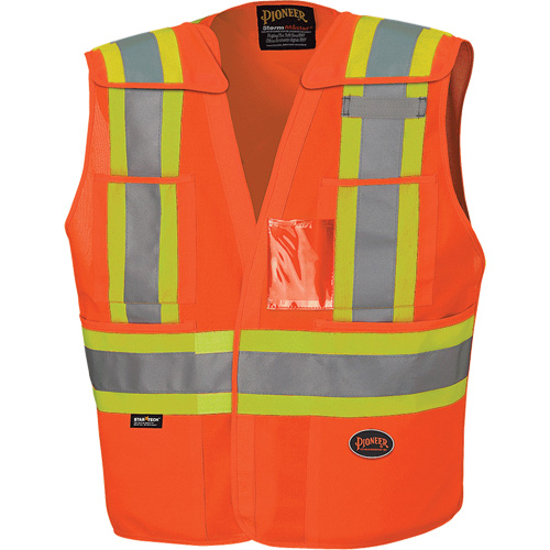 6930 Drop Shoulder Tear-Away Safety Vest, High Visibility Orange, Large/X-Large, Polyester Ontario Safety Products