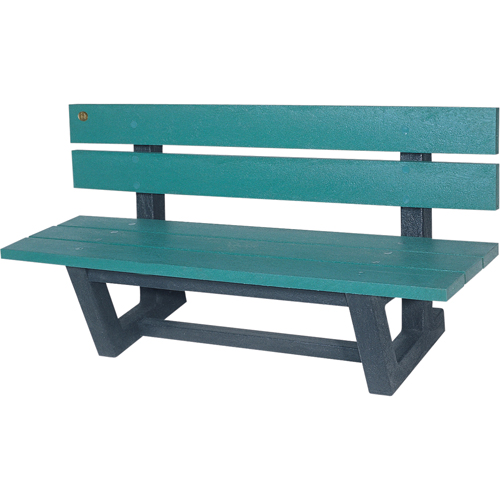 Outdoor Park Benches, Recycled Plastic, 60" L x 22-13/16" W x 29-13/16" H, Green Ontario Safety Products
