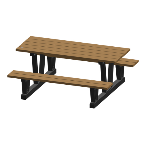 Recycled Plastic Outdoor Picnic Tables, 72" L x 60-5/16" W, Redwood Ontario Safety Products