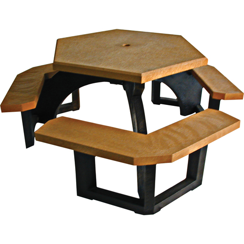 Tables de pique-nique hexagonales en plastique recycl&eacute;, 78" lo x 78" la, C&egrave;dre Ontario Safety Products