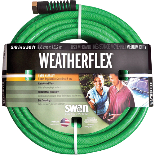 Weatherflex Medium Duty Garden Hoses, Vinyl, 5/8" dia. x 50' Ontario Safety Products