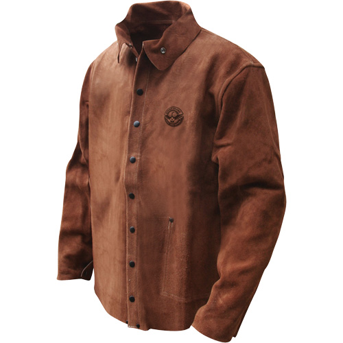 Veste de soudage en cuir fleur de vache refendu Gander Brand, Cuir, Moyen, Brun Ontario Safety Products