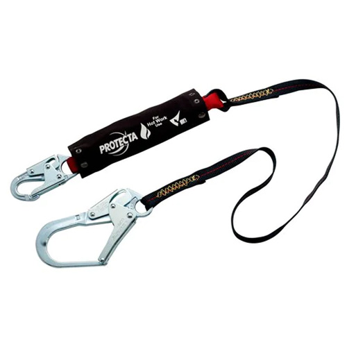 Longe PRO &agrave; amortisseur de choc, 4', Point d'ancrage &agrave; Crochet d'armature, Crochet mousqueton aux jambes, Kevlar Ontario Safety Products