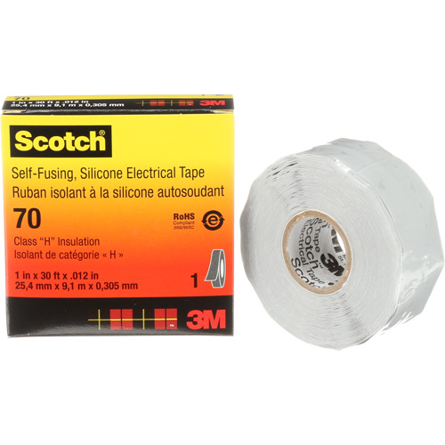 Scotch&reg; Self-Fusing Silicone Rubber Electrical Tape, 25.4 mm (1") x 9 m (30'), Grey, 12 mils Ontario Safety Products