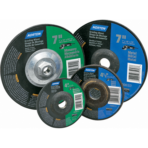 Meules &agrave; moyeu d&eacute;port&eacute; Gemini, 4" x 1/4", Arbre 5/8", Oxyde d'aluminium, Type 27 Ontario Safety Products