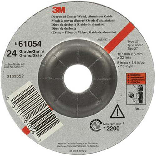 Depressed Centre Grinding Wheel, 5" x 27, Aluminum Oxide Ontario Safety Products