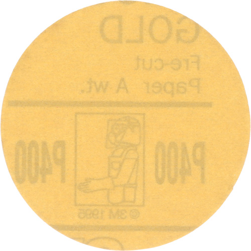 Gold Hookit Disc, 3" Dia., P400 Grit, Aluminum Oxide, C-Weight Ontario Safety Products