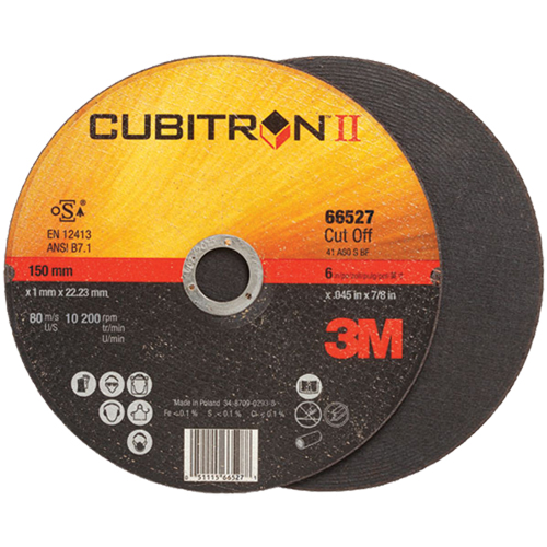Cubitron II Cut-Off Wheel, 4-1/2" x 0.04"/0.045", 7/8" Arbor, Type 27, Ceramic, 13300 RPM Ontario Safety Products
