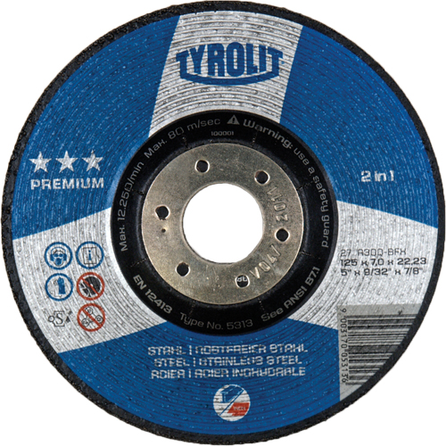 Meule 2-en-1 de premi&egrave;re qualit&eacute;, 4-1/2" x 9/32", Arbre 7/8", Type 27 Ontario Safety Products