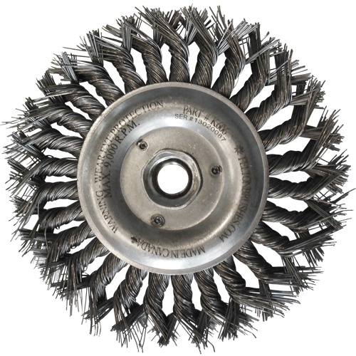 Wire Wheel Brushes, 6" Dia., 0.014" Fill, 5/8"-11 Arbor, Steel Ontario Safety Products