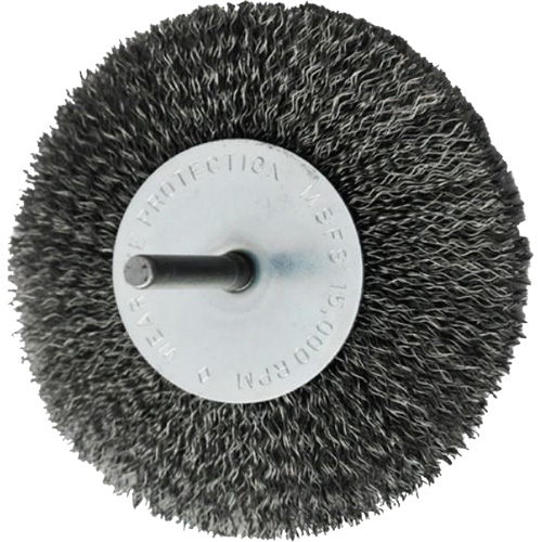 Brosses mont&eacute;es &agrave; fils cr&ecirc;p&eacute;s circulaires, 4", Fils 0,008", Tige 1/4" Ontario Safety Products