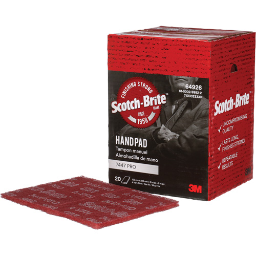 Scotch-Brite 7447 Hand Pads, Aluminum Oxide, 9" x 6", Very Fine Grit Ontario Safety Products
