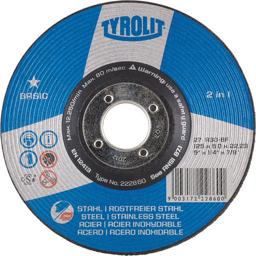Meule &agrave; moyeu d&eacute;port&eacute;, 6" x 1/4", Arbre 7/8", Type 27 Ontario Safety Products