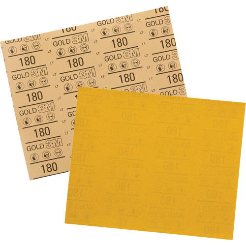 Gold Abrasive Sheet 12545, 9" x 11", 180 Grit, Aluminum Oxide Ontario Safety Products
