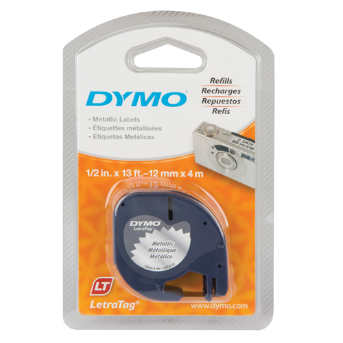 Labels for LetraTag Plus LT100-H, 12 mm x 13', Black on Silver Ontario Safety Products